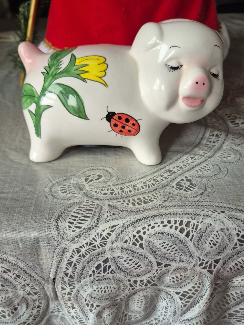 Vintage hand-painted ceramic piggy bank - Picture 3 of 11